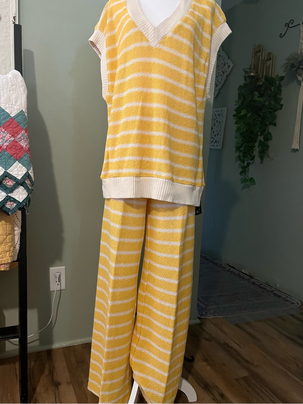 Zara Yellow Striped Two-piece Set